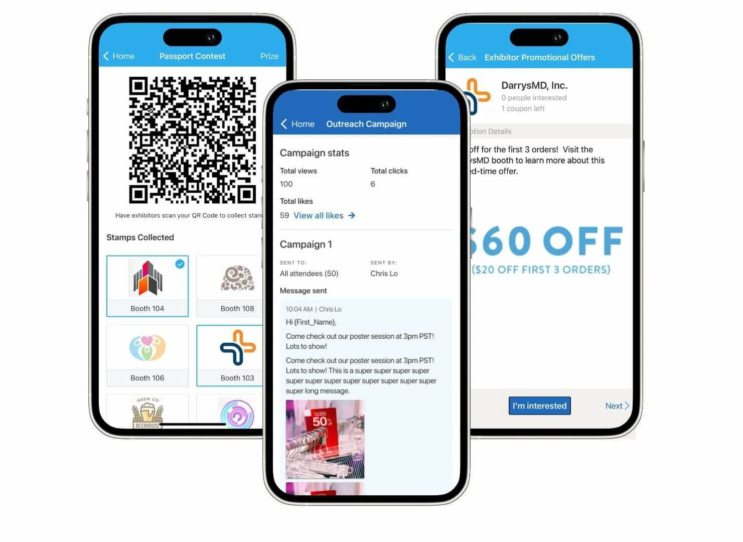 lead retrieval through passport contest, outreach campaign and coupon