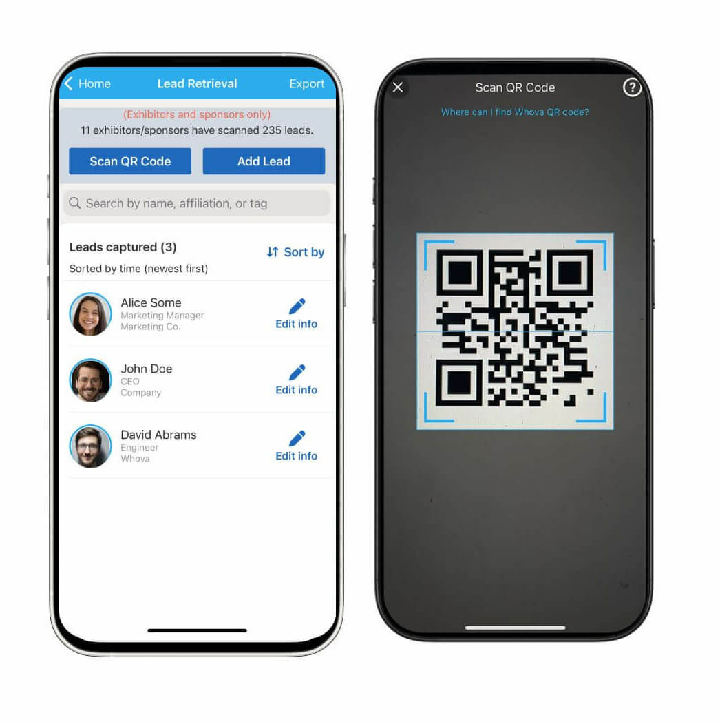 lead retrieval app QR code scanning