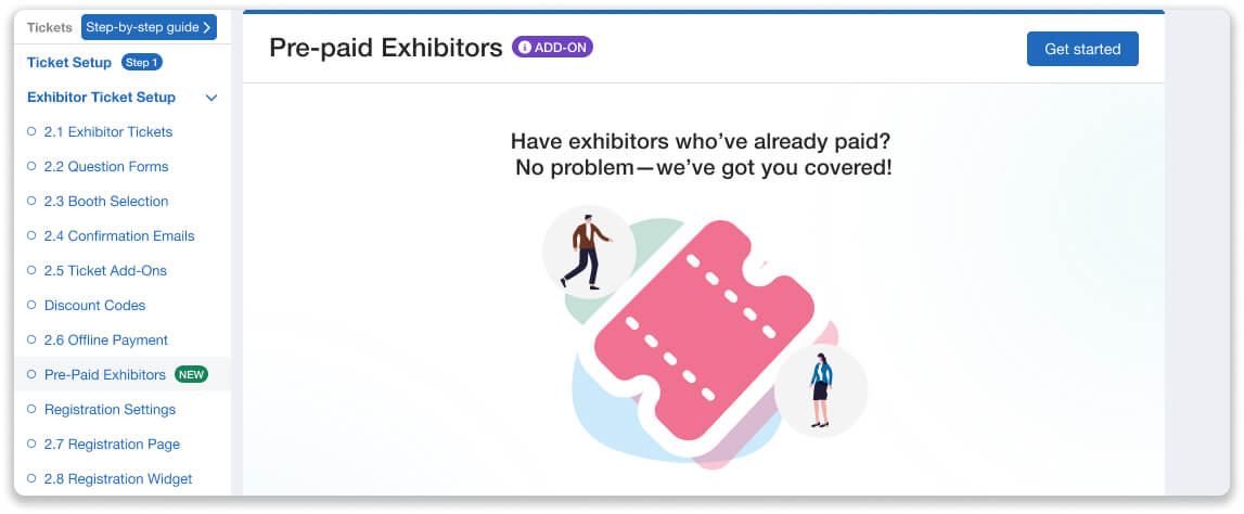 Prepaid exhibitor feature menu