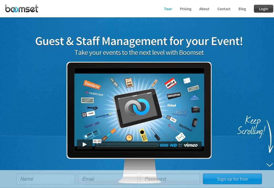 Boomset website homepage