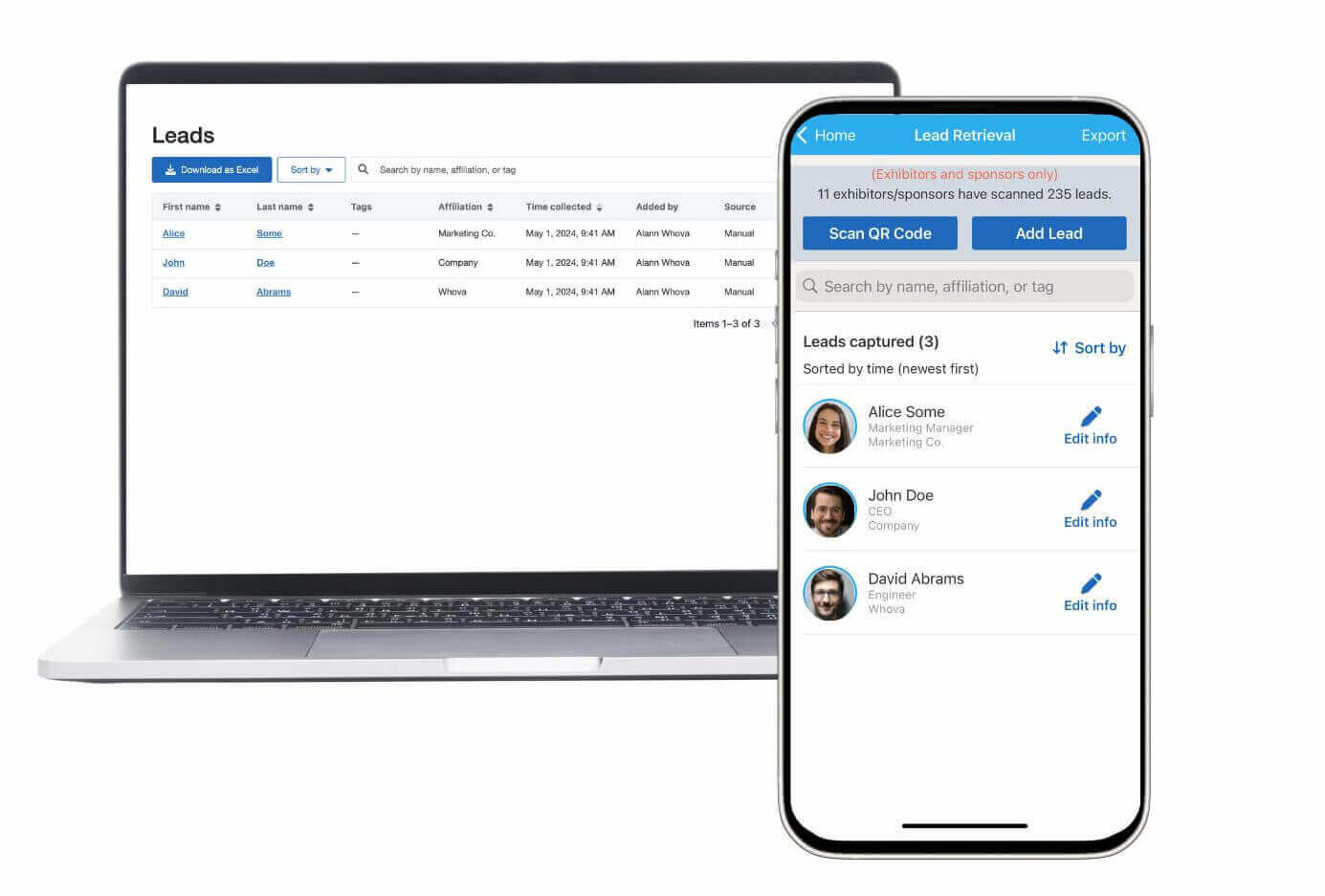 Whova's lead tracking software