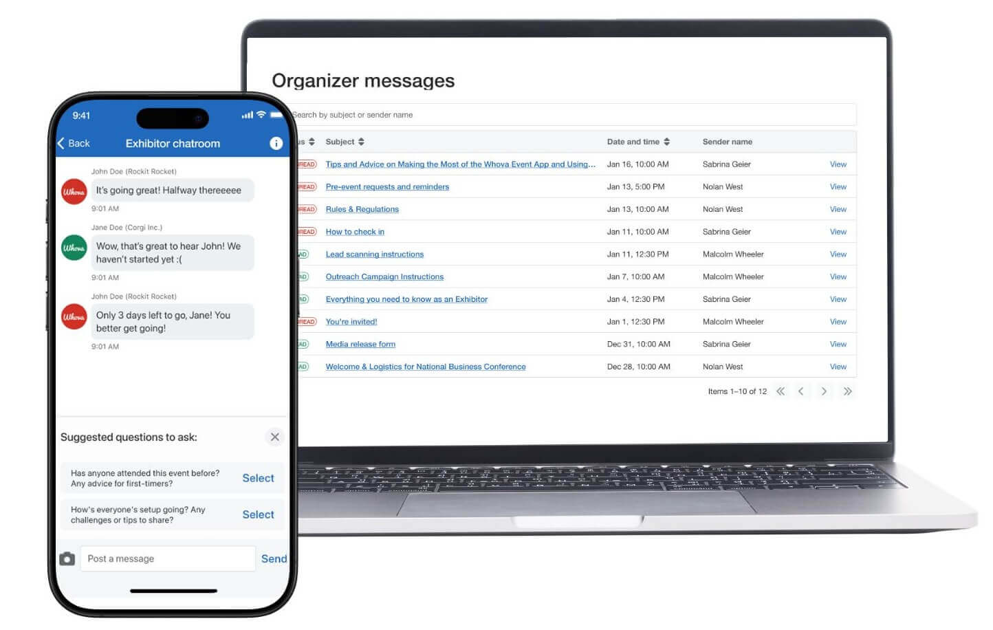 Whova's exhibitor software and event organizer