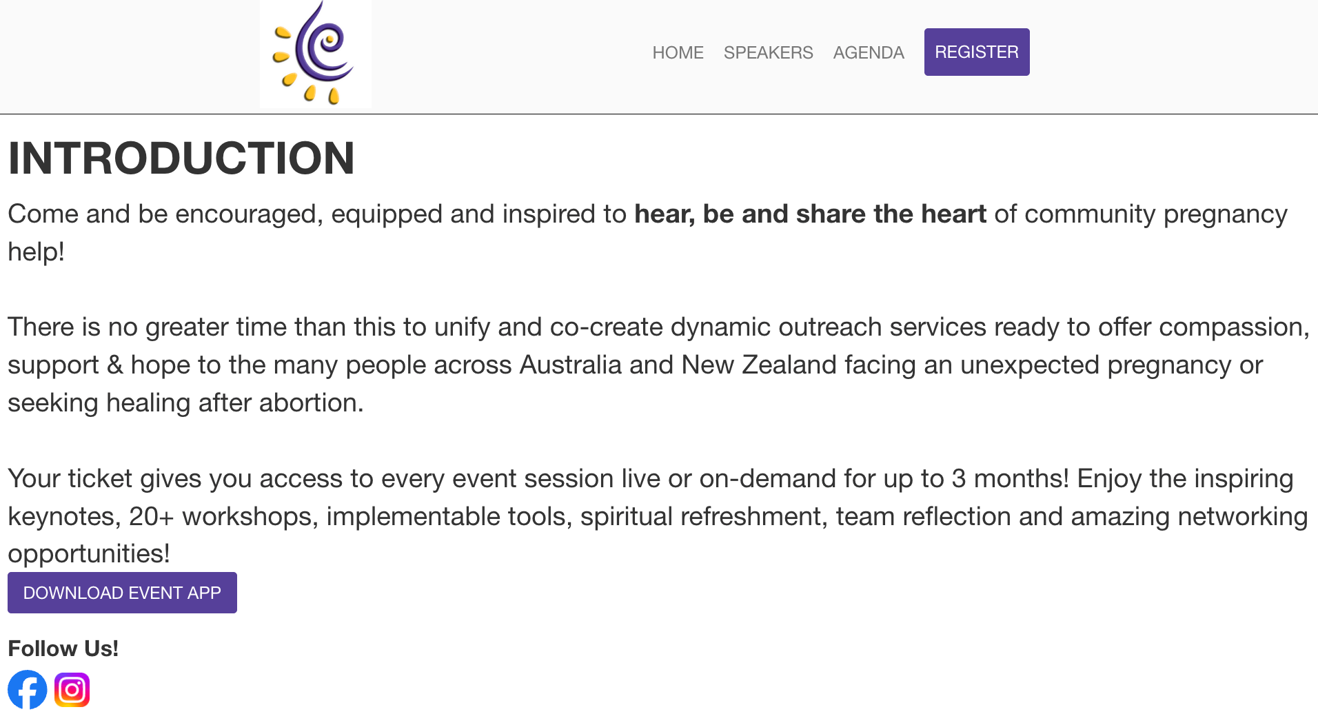 Whova webpage with clear CTAs example