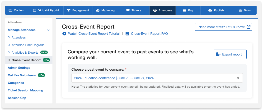 Select a past event for the comparison.