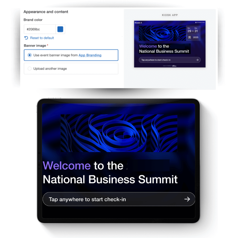Personalize event check-in kiosk menu