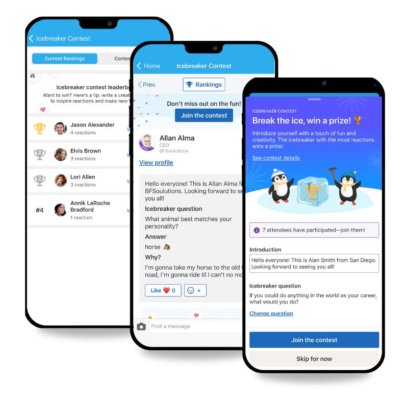 Icebreaker contest in event gamification app