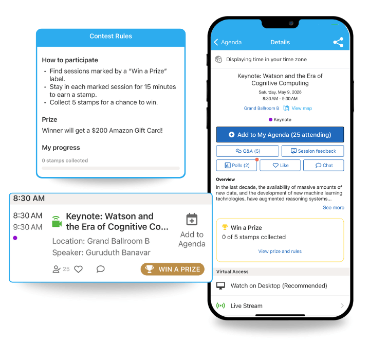 Session gamification in event gamification app