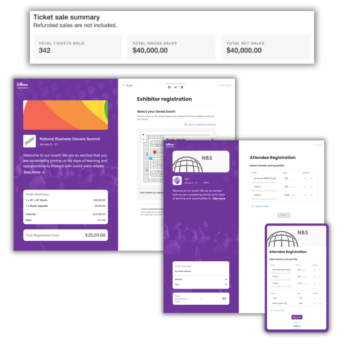 Exhibitor and attendee registration portals