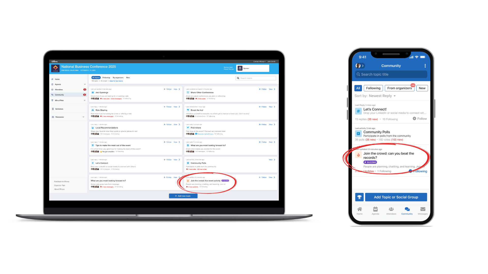 Join the crowd message thread in mobile and webapp