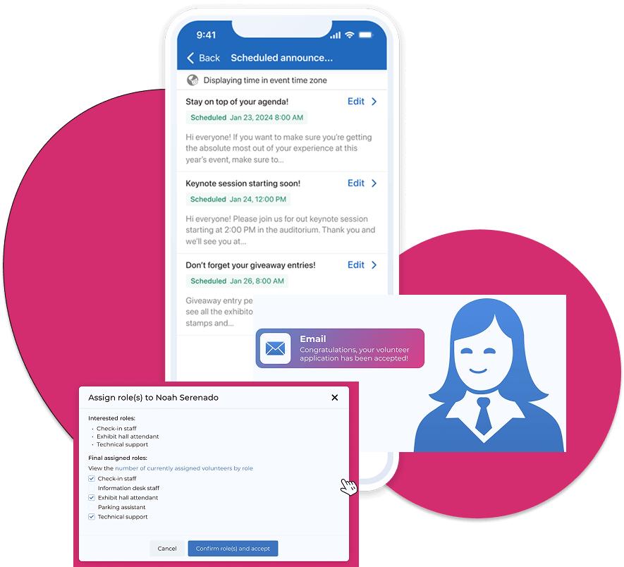 Volunteer software during an event