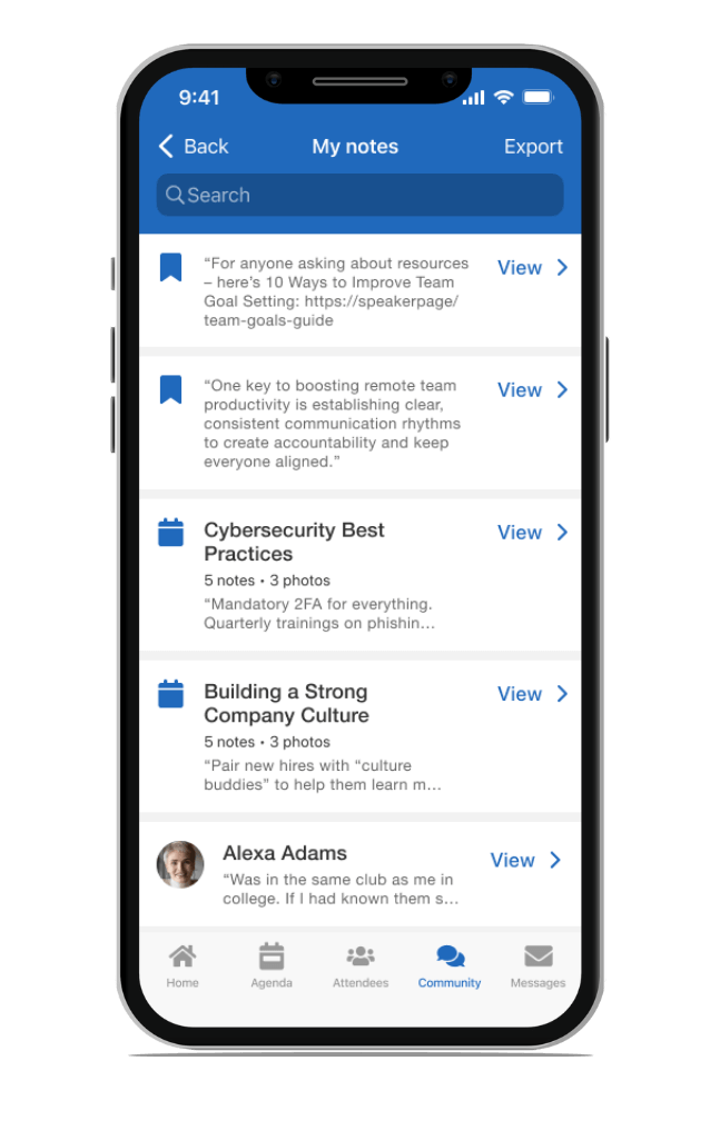 Review all your saved messages in one place.