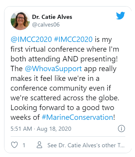 Twitter post about Whova app