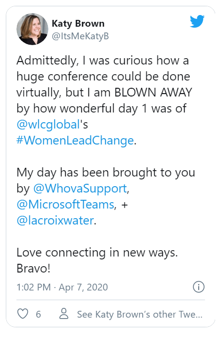Twitter post about Whova