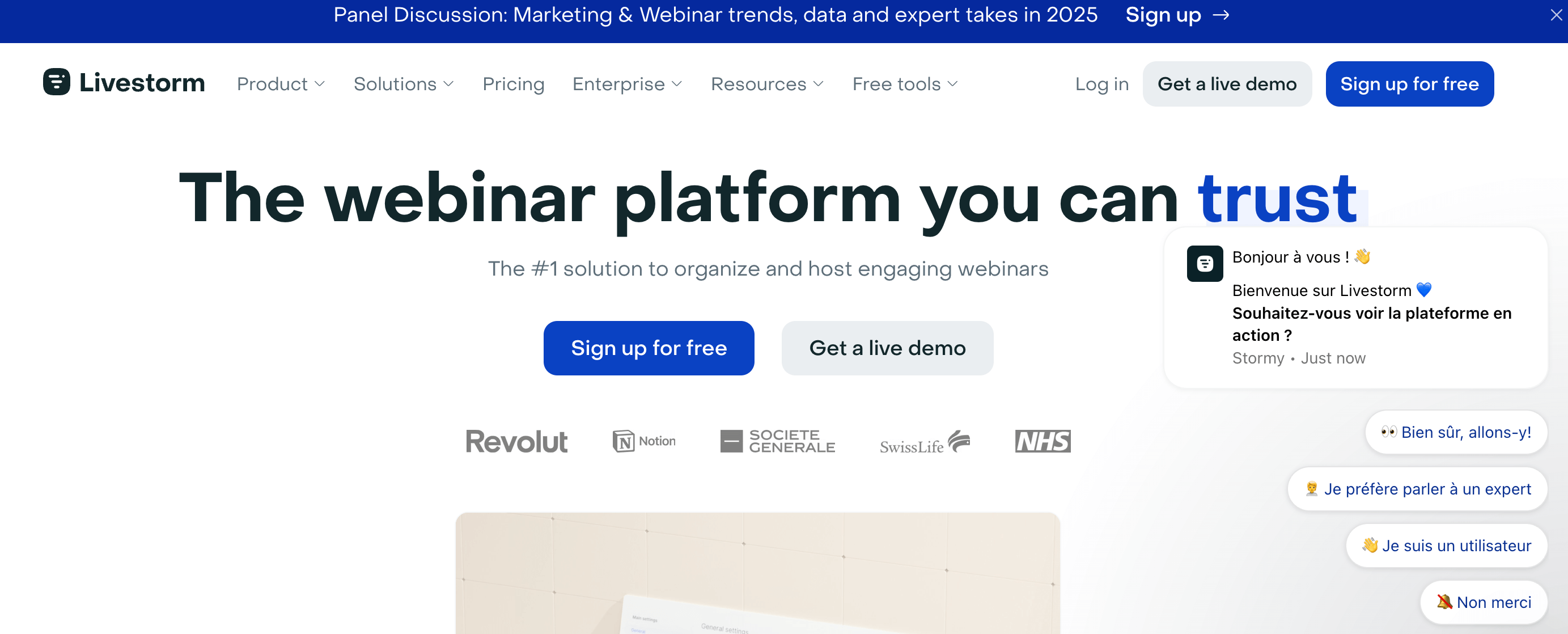Livestrom website for vFairs comparison