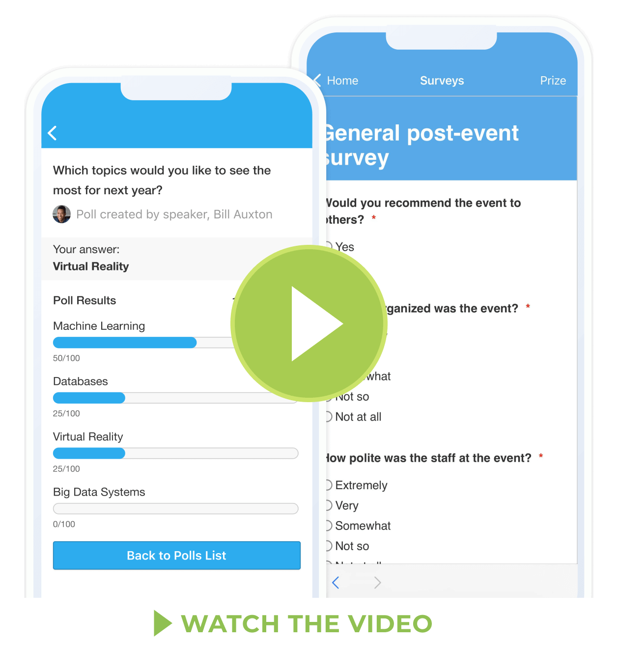 Whova surveys and polling