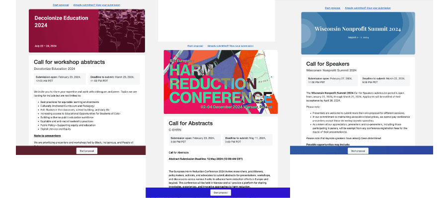 Whova call for speakers submission portals