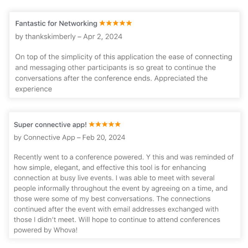 Whova vs EventMobi - attendee networking