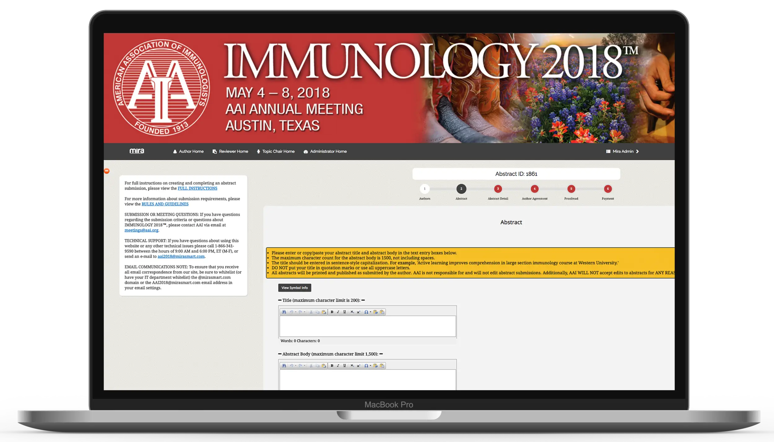 Mira Smart Conferencing submission portal example