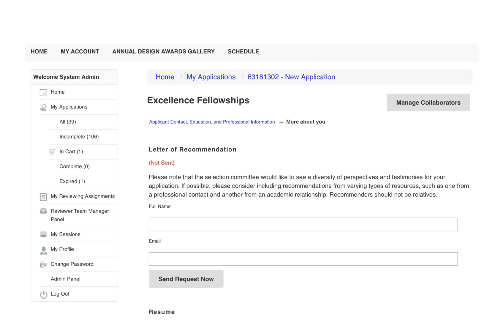 Openwater application submission