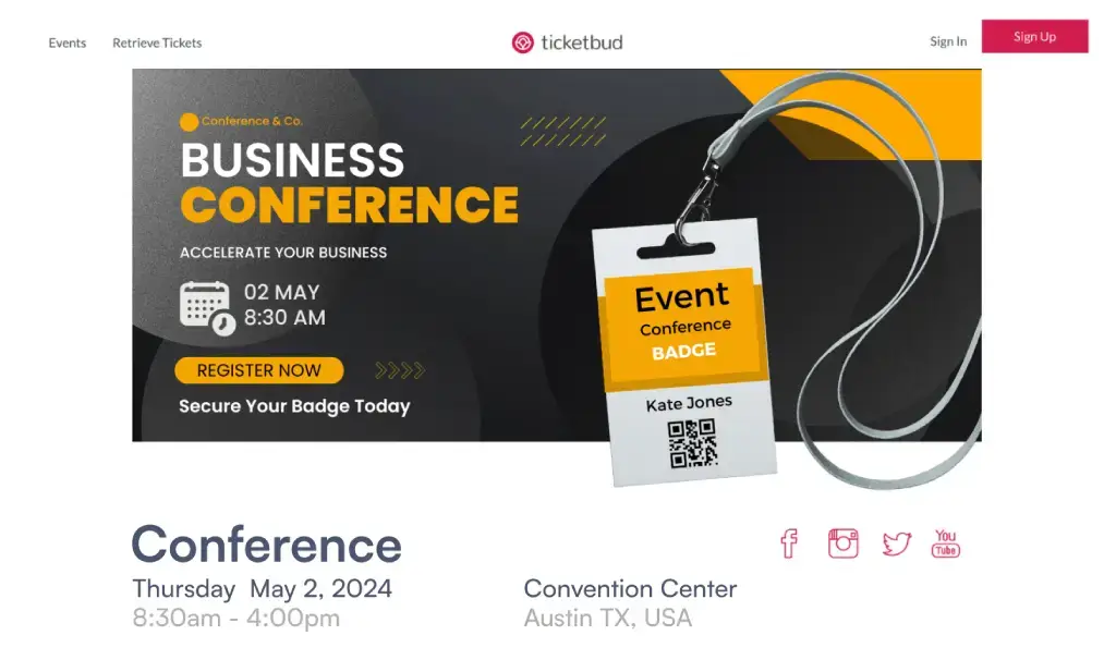 Ticketbud event listing example